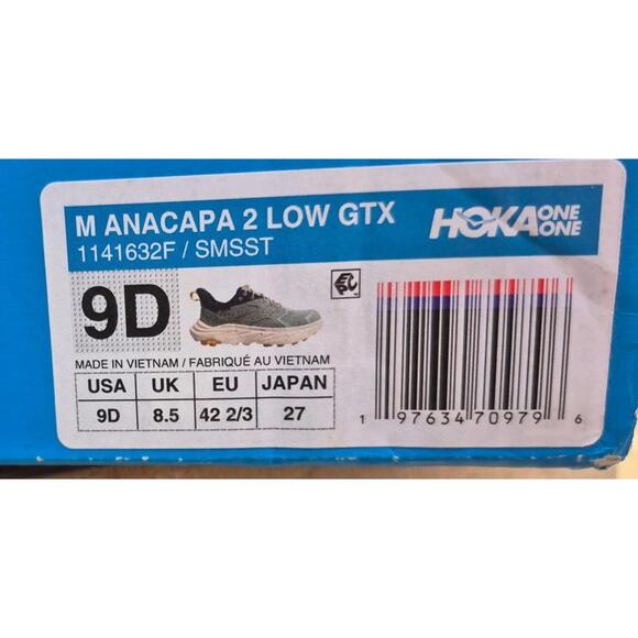 Hoka Anacapa 2 Low GTX Shoes Mens Size 8.5 Sea Moss Gore-Tex Vibram $180 Hiking - Picture 8 of 8